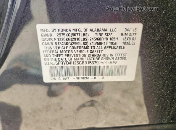 5FRYD4H25GB015379 2016 ACURA MDX Black Vista interior de 360 grados