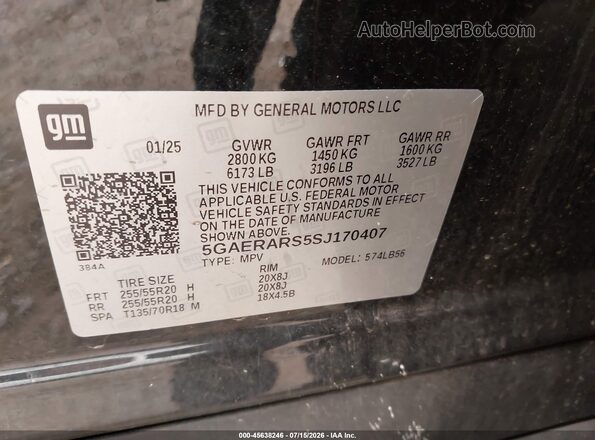 5GAERARS5SJ170407 2025 BUICK ENCLAVE Black Widok komory silnika