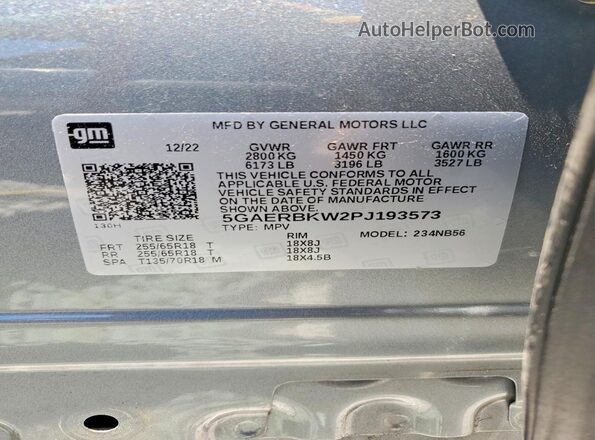 5GAERBKW2PJ193573 2023 BUICK ENCLAVE Gray Панорамний вид салону 360°