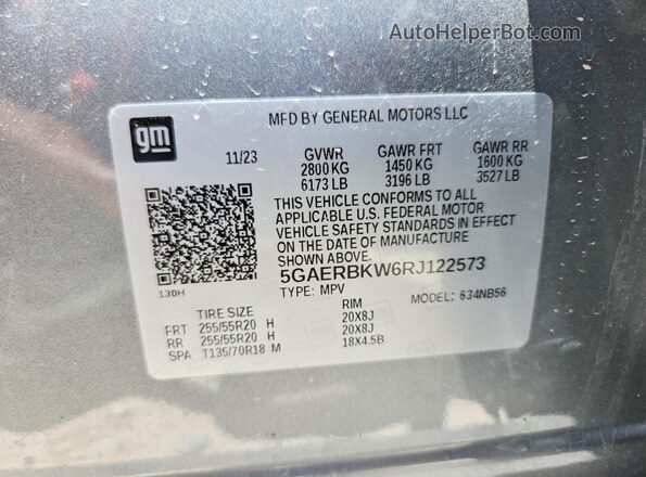 5GAERBKW6RJ122573 2024 BUICK ENCLAVE Серый Вид наклейки с VIN-кодом