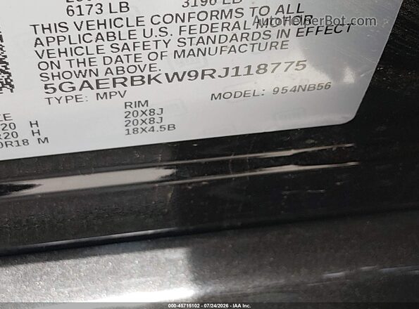 5GAERBKW9RJ118775 2024 BUICK ENCLAVE Black Widok komory silnika