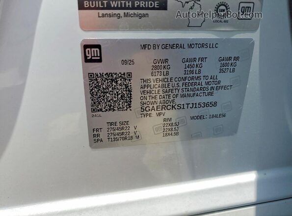 5GAERCKS1TJ153658 2026 BUICK ENCLAVE White Панорамний вид салону 360°