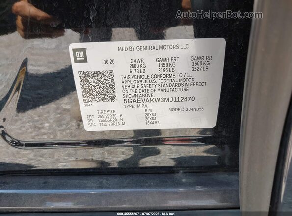 5GAEVAKW3MJ112470 2021 BUICK ENCLAVE Black Engine compartment view