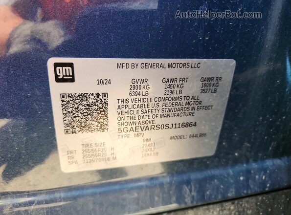 5GAEVARS0SJ116864 2025 BUICK ENCLAVE Blue 360 interior view