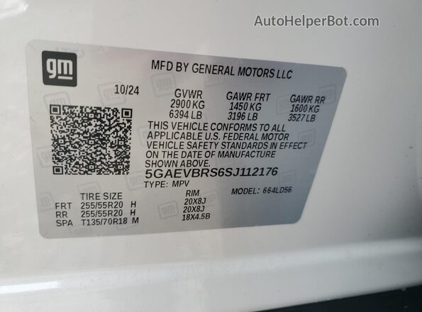 5GAEVBRS6SJ112176 2025 BUICK ENCLAVE White Панорамний вид салону 360°