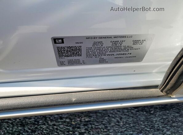 5GAEVCKW2LJ258174 2020 BUICK ENCLAVE Белый Вид наклейки с VIN-кодом