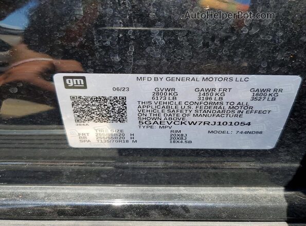 5GAEVCKW7RJ101054 2024 BUICK ENCLAVE Black VIN კოდის სტიკერის ხედი
