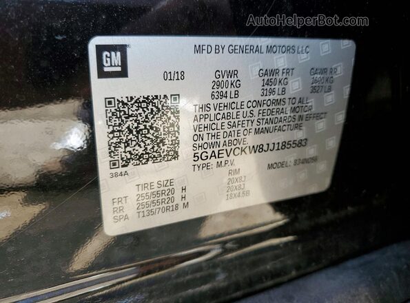 5GAEVCKW8JJ185583 2018 BUICK ENCLAVE Black Widok wnętrza 360 stopni