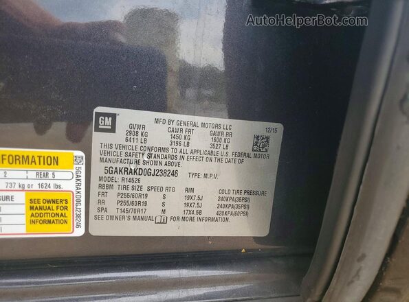 5GAKRAKD0GJ238246 2016 BUICK ENCLAVE Black Engine compartment view