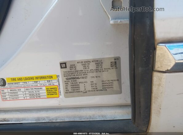 5GAKRBKD4GJ139127 2016 BUICK ENCLAVE White Engine compartment view