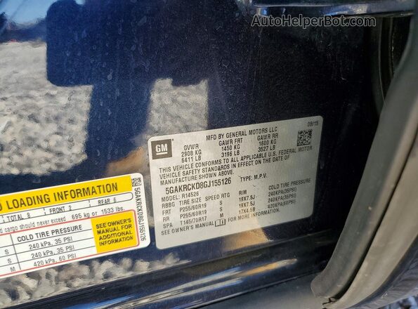 5GAKRCKD8GJ155126 2016 BUICK ENCLAVE Blue სალონის 360-გრადუსიანი ხედი
