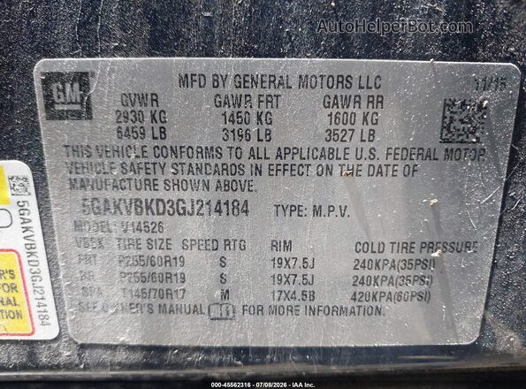 5GAKVBKD3GJ214184 2016 BUICK ENCLAVE Dark Blue Вид подкапотного пространства