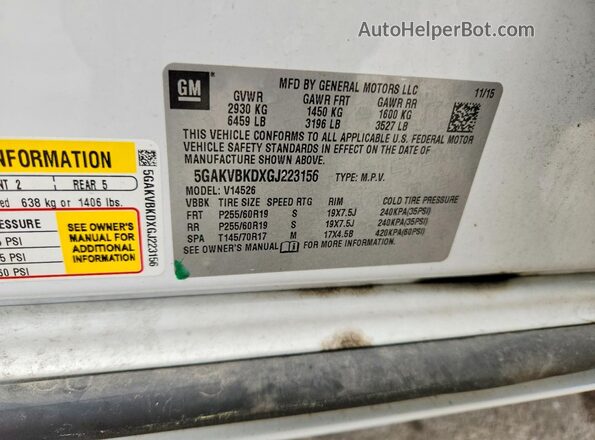 5GAKVBKDXGJ223156 2016 BUICK ENCLAVE White Engine compartment view