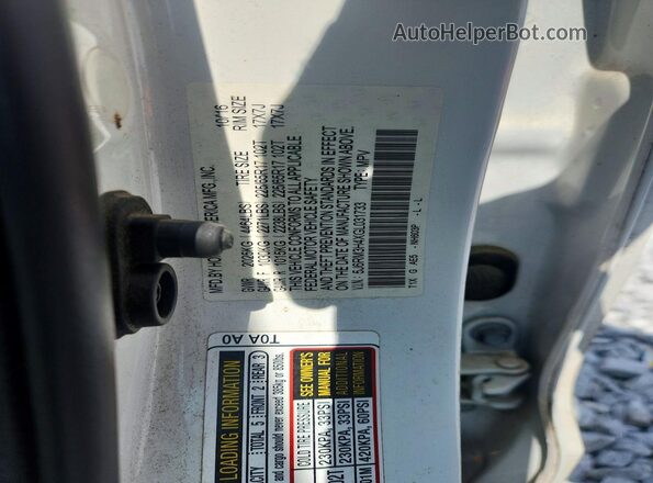5J6RM3H4XGL031733 2016 HONDA CR-V White Vista de la etiqueta del VIN