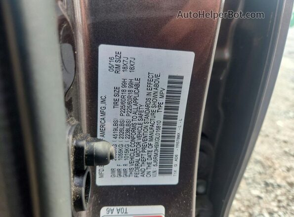 5J6RM3H9XGL016810 2016 HONDA CR-V Gray VIN კოდის სტიკერის ხედი