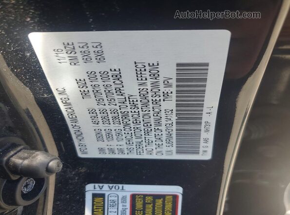 5J6RM4H31GL141132 2016 HONDA CR-V Black VIN sticker view