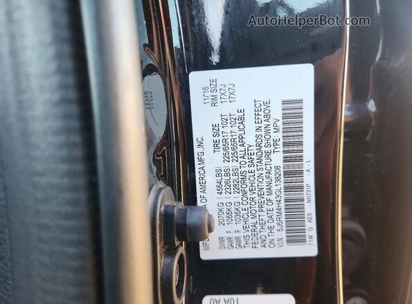 5J6RM4H43GL138208 2016 HONDA CR-V Black VIN კოდის სტიკერის ხედი