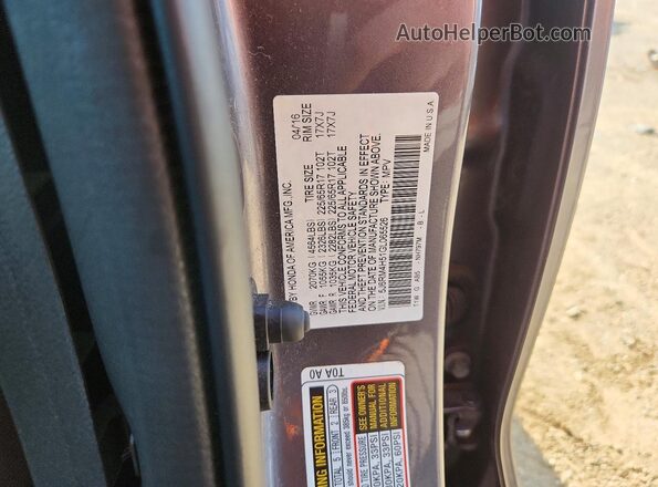 5J6RM4H51GL065526 2016 HONDA CR-V Серый Вид наклейки с VIN-кодом