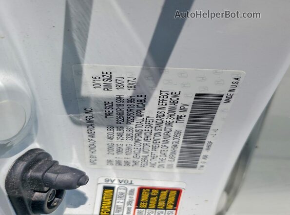 5J6RM4H94GL006991 2016 HONDA CR-V White Engine compartment view