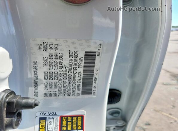 5J6RM4H97GL012736 2016 HONDA CR-V White Սալոնի 360 աստիճան տեսք