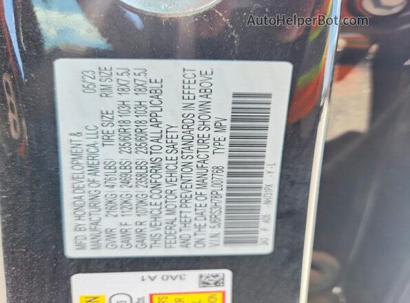 5J6RS3H78PL007768 2023 HONDA CR-V Black Vista de la etiqueta del VIN