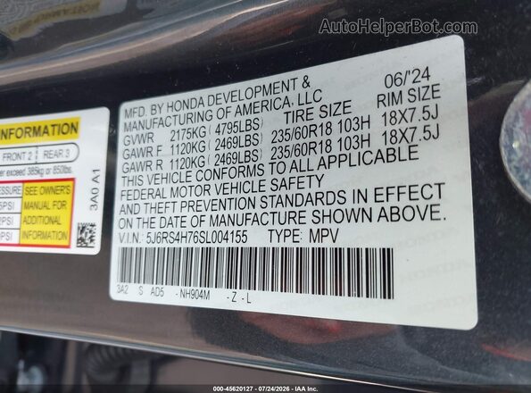 5J6RS4H76SL004155 2025 HONDA CR-V Gray ძრავის განყოფილების ხედი