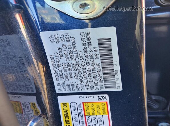 5J6RS6H51RL034829 2024 HONDA CR-V Blue Вид підкапотного простору
