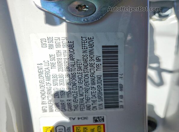 5J6RS6H5XPL002443 2023 HONDA CR-V White Widok komory silnika