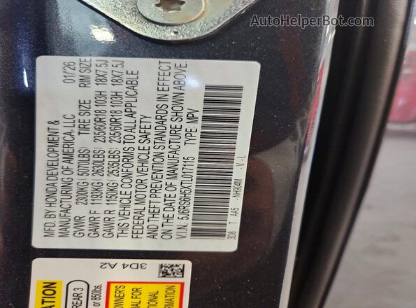 5J6RS6H5XTL017115 2026 HONDA CR-V Charcoal Շարժիչի բաժամունքի տեսք