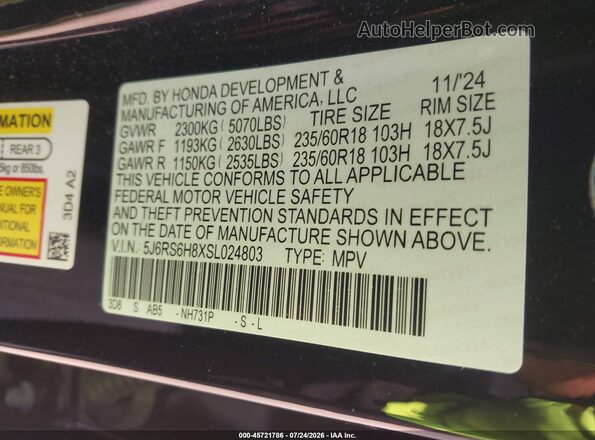 5J6RS6H8XSL024803 2025 HONDA CR-V Black Vista del compartimento del motor