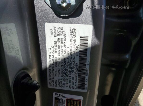 5J6RT6H83NL006757 2022 HONDA CR-V Silver Панорамний вид салону 360°