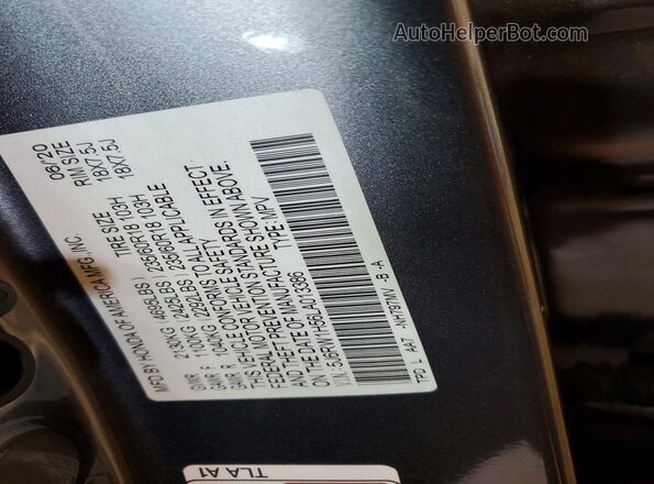 5J6RW1H56LA013386 2020 HONDA CR-V Gray VIN sticker view