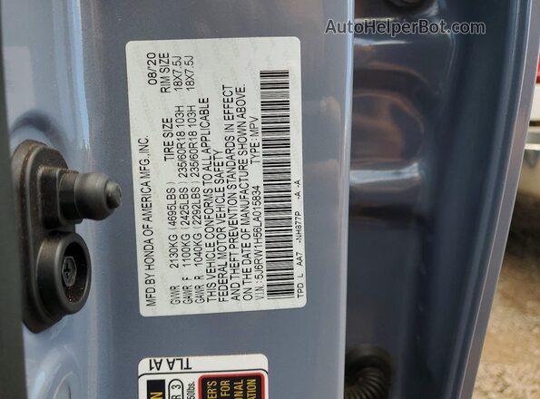 5J6RW1H56LA015834 2020 HONDA CR-V Gray Շարժիչի բաժամունքի տեսք