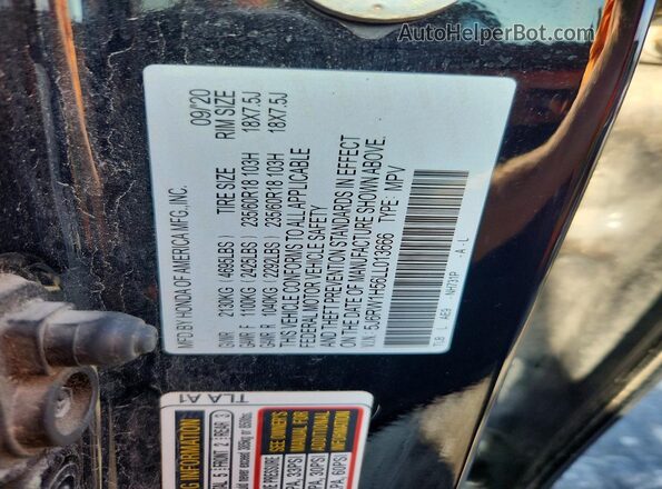 5J6RW1H56LL013666 2020 HONDA CR-V Black VIN sticker view