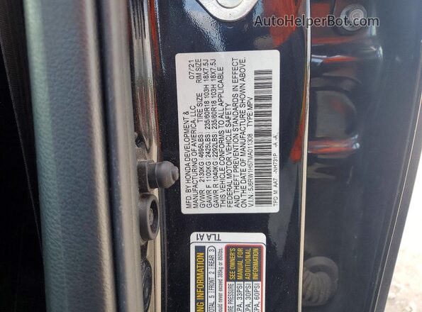 5J6RW1H57MA011308 2021 HONDA CR-V Black ძრავის განყოფილების ხედი