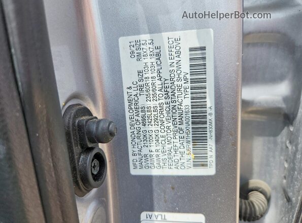 5J6RW1H5XNA001633 2022 HONDA CR-V Gray Շարժիչի բաժամունքի տեսք