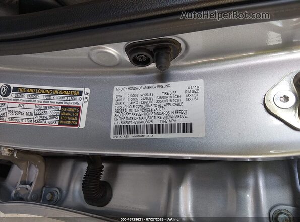 5J6RW1H83KA008025 2019 HONDA CR-V Gray Widok komory silnika
