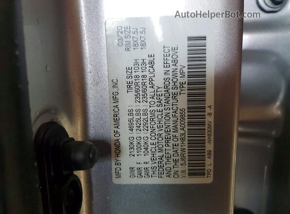 5J6RW1H83LA009855 2020 HONDA CR-V Silver 360 interior view