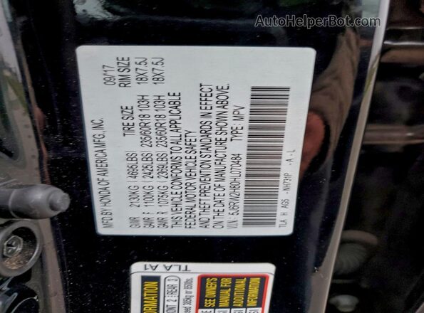 5J6RW2H80HL070484 2017 HONDA CR-V Gray VIN sticker view