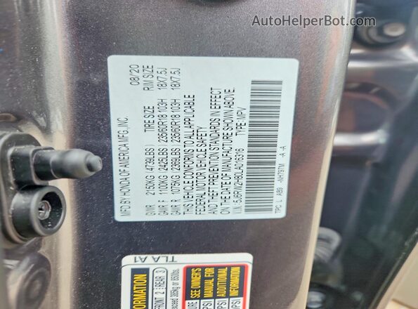 5J6RW2H80LA016316 2020 HONDA CR-V Charcoal VIN կոդի պիտակի տեսք