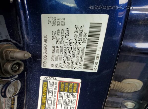 5J6RW2H86KA005965 2019 HONDA CR-V Blue Widok komory silnika