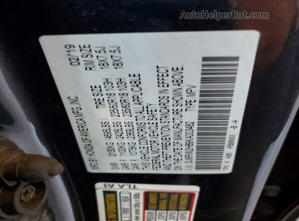 5J6RW2H89KA003482 2019 HONDA CR-V Gray VIN sticker view