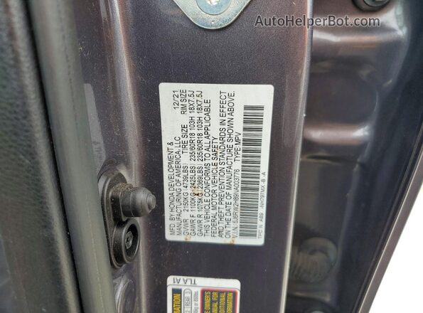 5J6RW2H89NA003776 2022 HONDA CR-V Gray VIN sticker view