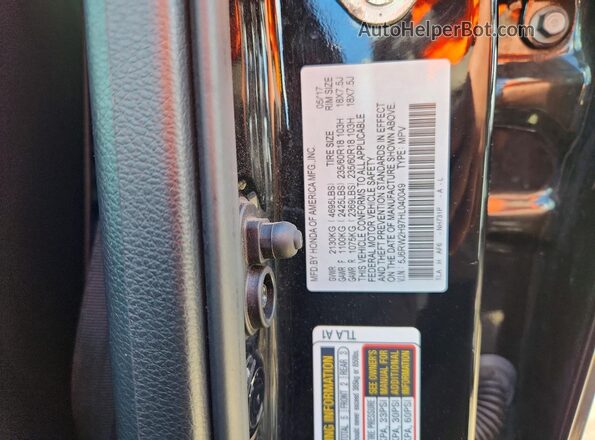 5J6RW2H97HL040049 2017 HONDA CR-V Black VIN sticker view