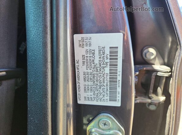 5J8TB4H38HL017153 2017 ACURA RDX Gray Панорамний вид салону 360°