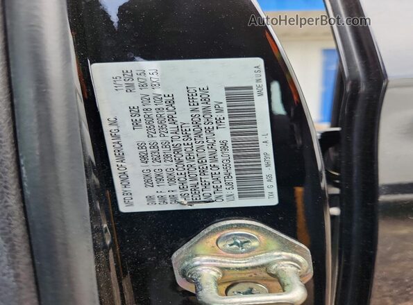 5J8TB4H55GL019846 2016 ACURA RDX Black Widok naklejki z numerem VIN