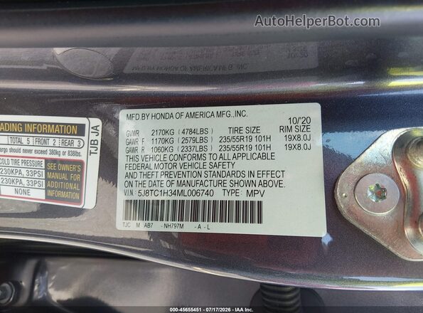 5J8TC1H34ML006740 2021 ACURA RDX Gray Engine compartment view