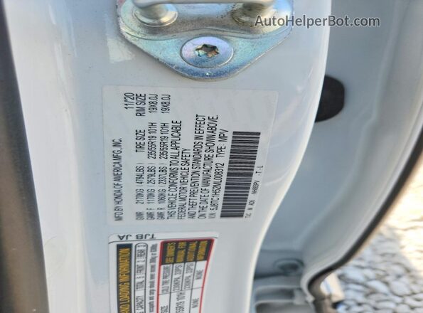 5J8TC1H52ML008312 2021 ACURA RDX White Vista del compartimento del motor
