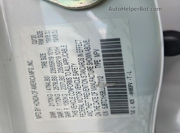 5J8TC1H58LL017112 2020 ACURA RDX White Engine compartment view