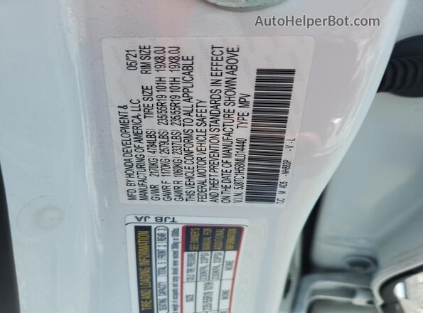 5J8TC1H58ML014440 2021 ACURA RDX White Widok wnętrza 360 stopni